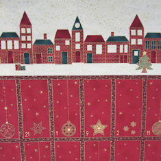 Amazing Stars Advent Calendar  red.  PANEL  60 x 110cm  designed by Stoffa fabrics and printed in Japan . 